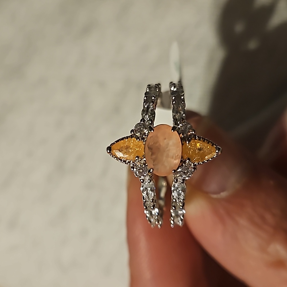 BP Peach Topaz fused with genuine quartz & Peach ice crystal